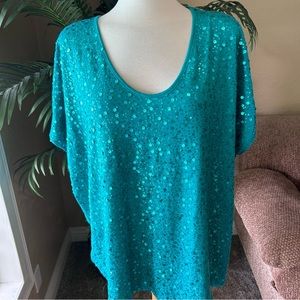 NWT Lane Bryant plus size short sleeve sequin stretch top